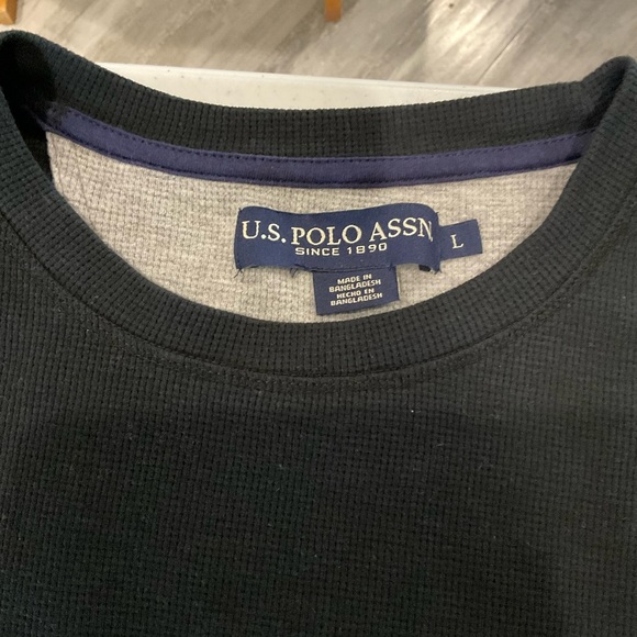 U.S. Polo Assn. Thermal Pullover Long Sleeve Crew Neck Solid Black Men’s Size Lg - Picture 9 of 10